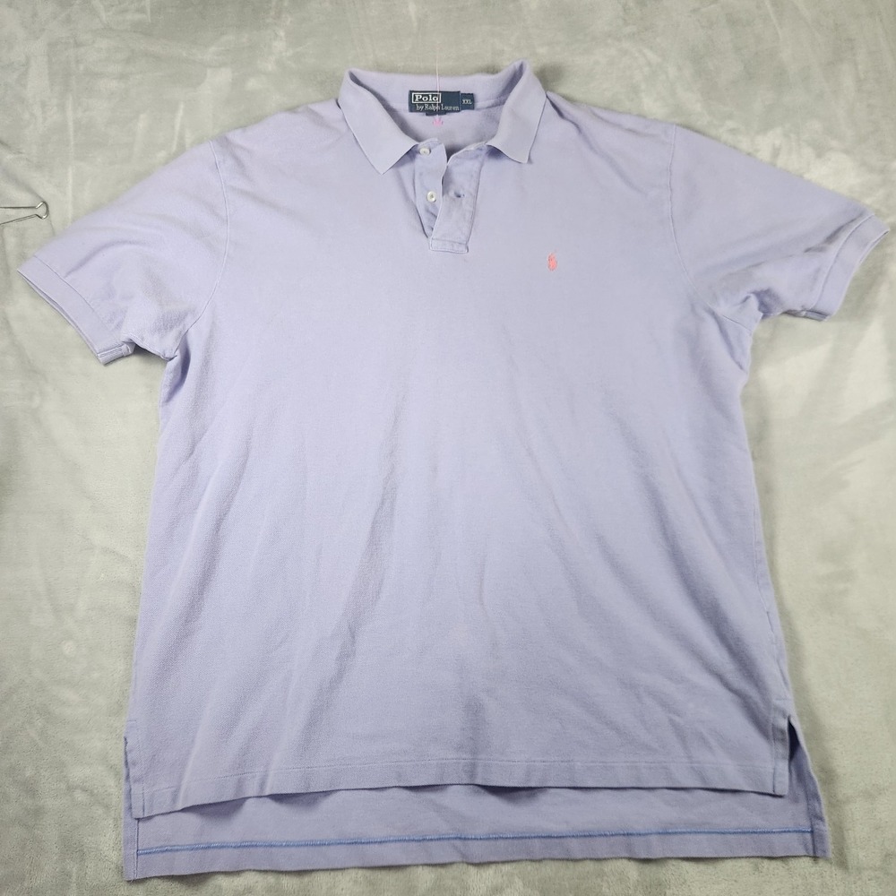 Polo Ralph Lauren Mens Shirt Golf 2XL Purple Pique Mesh Pink Pony Classic Preppy